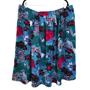 Vintage TanJay‎ Pleated Tropical Floral Knee Length Skirt